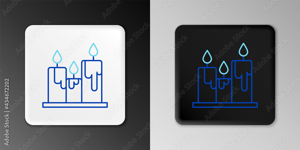 Line Burning candles icon isolated on grey background. Cylindrical candle stick with burning flame. Colorful outline concept. Vector Line Burning candles icon isolated on grey background. Cylindrical candle stick with burning flame. Colorful outline concept. Vector