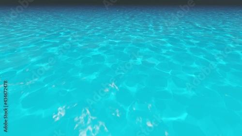 Beautiful tranquil natural vacation seascape with scenic ocean waves in tropical environment, deep clear transparent pure blue water background. A summer travel in paradise, peaceful 3D render