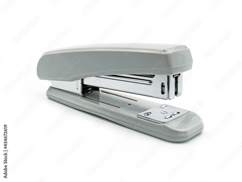 Grey staples isolated on white background, Cut out with clipping path Grey staples isolated on white background, Cut out with clipping path