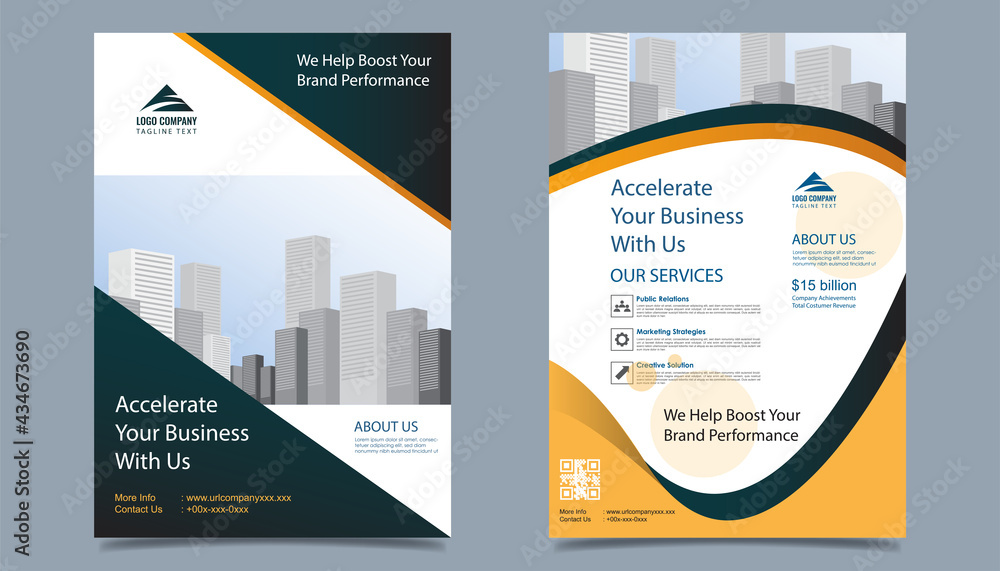 Business flyer layout template in A4 size. Modern Brochure template cover design, annual report, poster with geometric and wavy lines for business market on white background, vector illustration
Business flyer layout template in A4 size. Modern Brochure template cover design, annual report, poster with geometric and wavy lines for business market on white background, vector illustration