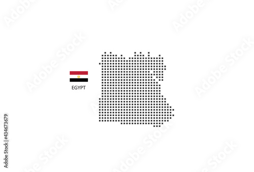 Vector square pixel dotted map of Egypt isolated on white background with Egypt flag.