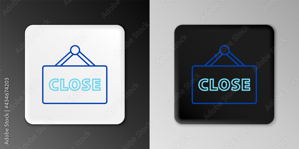 Line Hanging sign with text Closed icon isolated on grey background. Business theme for cafe or restaurant. Colorful outline concept. Vector Line Hanging sign with text Closed icon isolated on grey background. Business theme for cafe or restaurant. Colorful outline concept. Vector