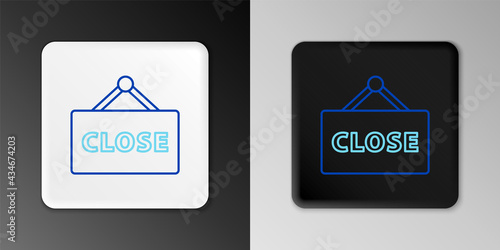 Line Hanging sign with text Closed icon isolated on grey background. Business theme for cafe or restaurant. Colorful outline concept. Vector