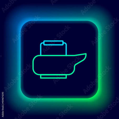 Glowing neon line Bedpan icon isolated on black background. Toilet for bedridden patients. Colorful outline concept. Vector