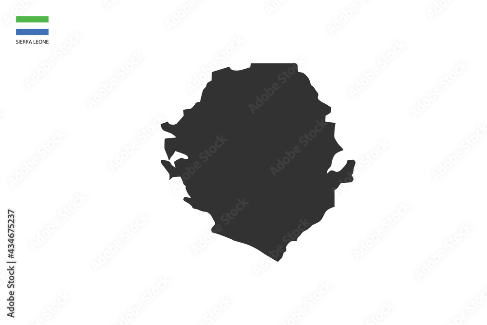 Sierra Leone black shadow map isolated on white background with Sierra ...