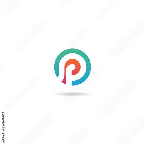 initial p on circle logo design icon inspiration