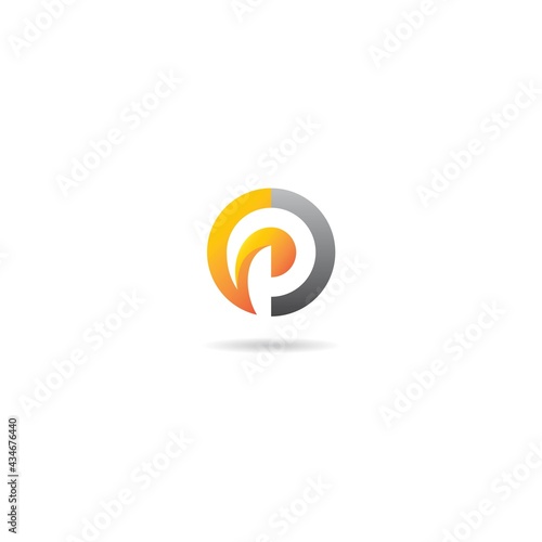 initial p on circle logo design icon inspiration