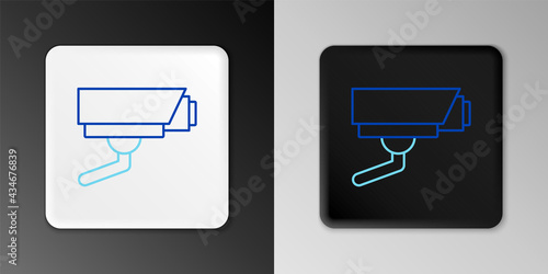 Line Security camera icon isolated on grey background. Colorful outline concept. Vector