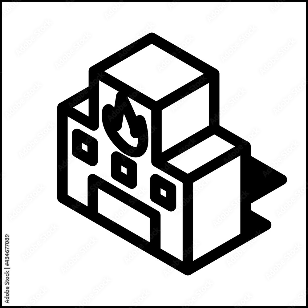 Fire station icon in isometric flat design 05 Fire station icon in isometric flat design 05