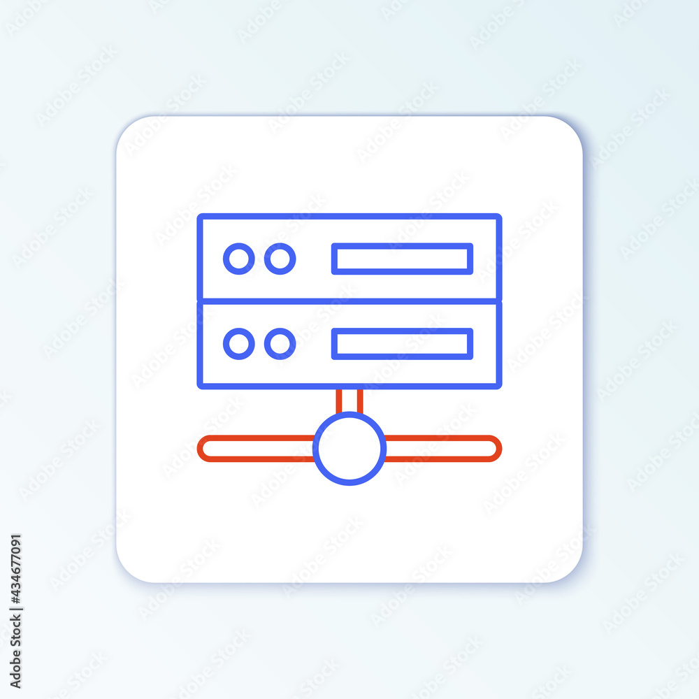 Line Server, Data, Web Hosting icon isolated on white background. Colorful outline concept. Vector