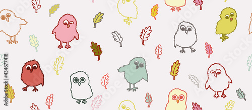 set of vector cute little owls. hand drawn vector illustration