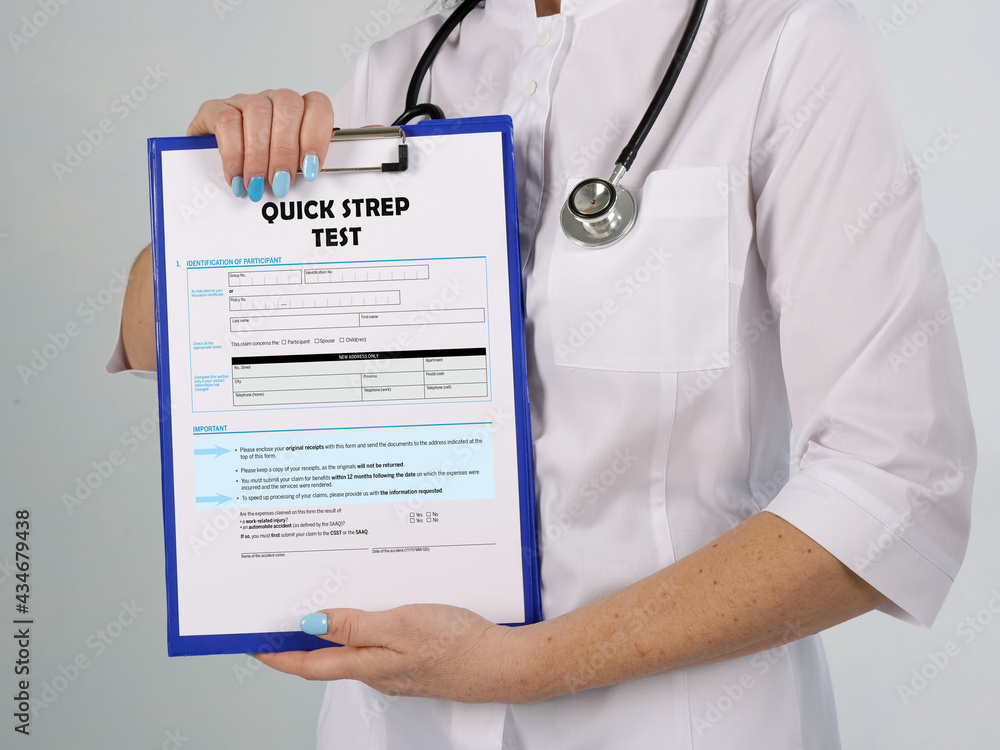 Healthcare concept meaning QUICK STREP TEST with phrase on the page. Healthcare concept meaning QUICK STREP TEST with phrase on the page.