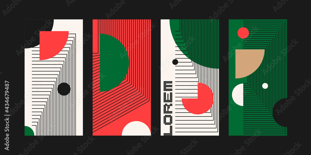A set of abstract design backgrounds. Illustrations with flat figures of geometric shapes. A set of abstract design backgrounds. Illustrations with flat figures of geometric shapes.