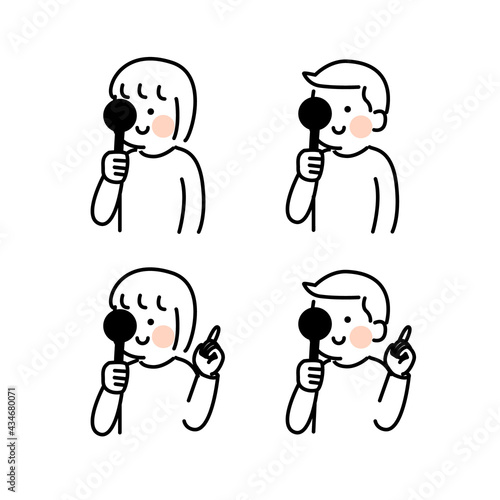 視力検査をするこどもたちイラスト素材