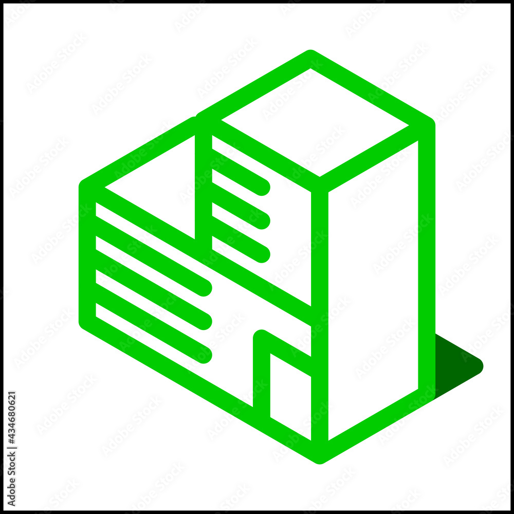 Wide building icon in isometric flat design 06 Wide building icon in isometric flat design 06