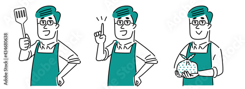 エプロン姿の男性のイラスト素材