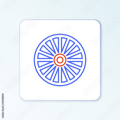 Line Alloy wheel for a car icon isolated on white background. Colorful outline concept. Vector