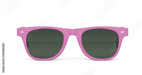 Pink sunglasses front view. Isolated on white