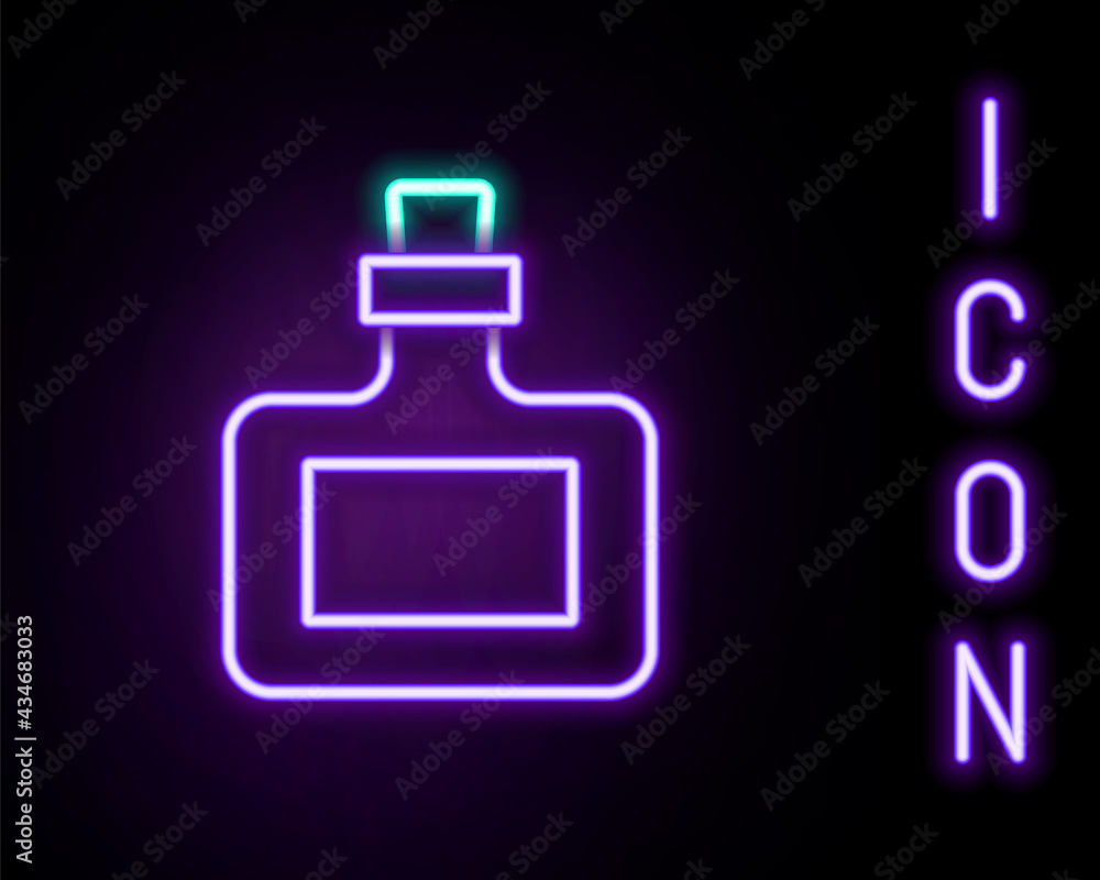 Glowing neon line Sauce bottle icon isolated on black background. Ketchup, mustard and mayonnaise bottles with sauce for fast food. Colorful outline concept. Vector Glowing neon line Sauce bottle icon isolated on black background. Ketchup, mustard and mayonnaise bottles with sauce for fast food. Colorful outline concept. Vector