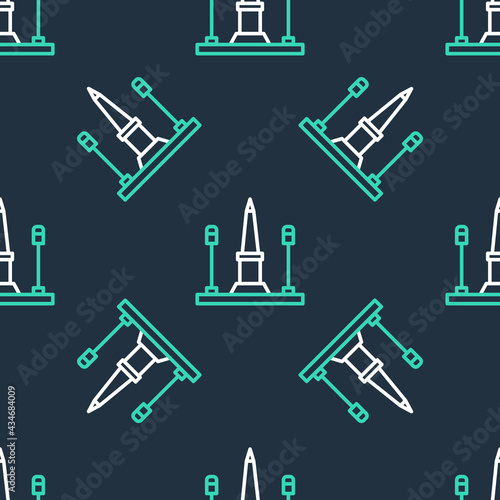 Line Place De La Concorde in Paris  France icon isolated seamless pattern on black background. Vector