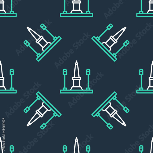 Line Place De La Concorde in Paris, France icon isolated seamless pattern on black background. Vector