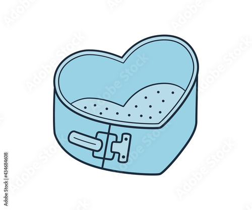 Detachable baking dish in heart shape with removable bottom. Hand rawn non-stick sponge cake pan. Vector illustration in doodle style on white background.