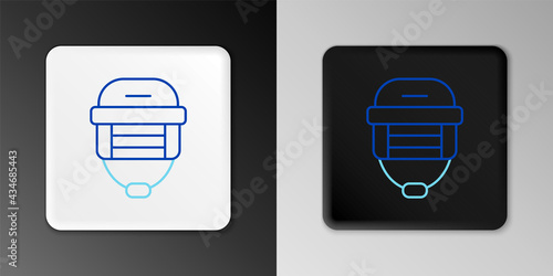 Canvas Print Line Hockey helmet icon isolated on grey background