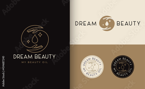 hand and oil line art logo design