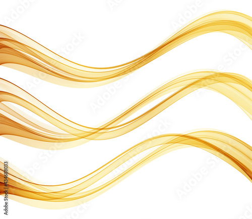 Vector abstract colorful flowing gold wave lines isolated on white background. Design element for wedding invitation, greeting card © Maryna Stryzhak