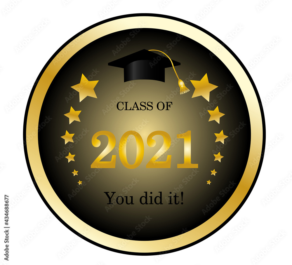 Scool. Class of 2021. Gold design for graduation ceremony ...