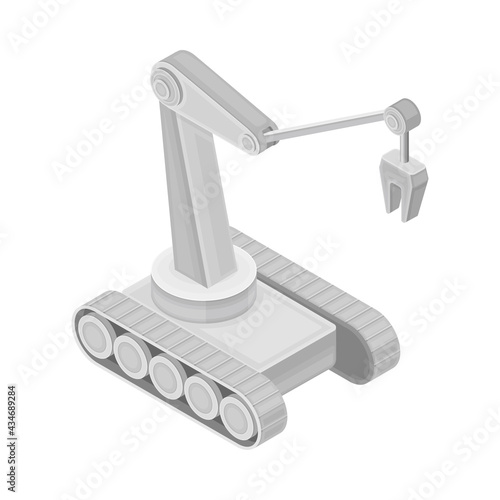 Robotic Arm as Robotic Technology and Electronic Equipment with Artificial Intelligence Isometric Vector Illustration