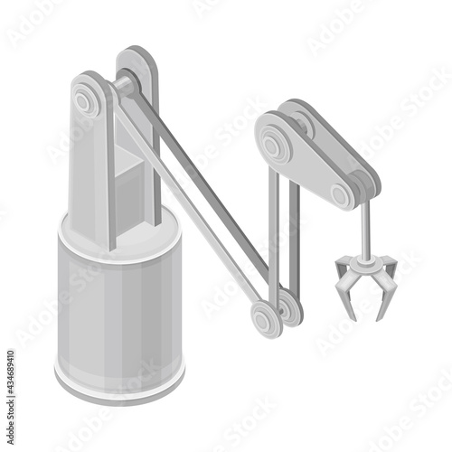 Robotic Arm as Robotic Technology and Electronic Equipment with Artificial Intelligence Isometric Vector Illustration