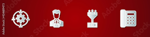 Set Outsourcing concept, Scientist and test tube, Lead management and Telephone icon. Vector