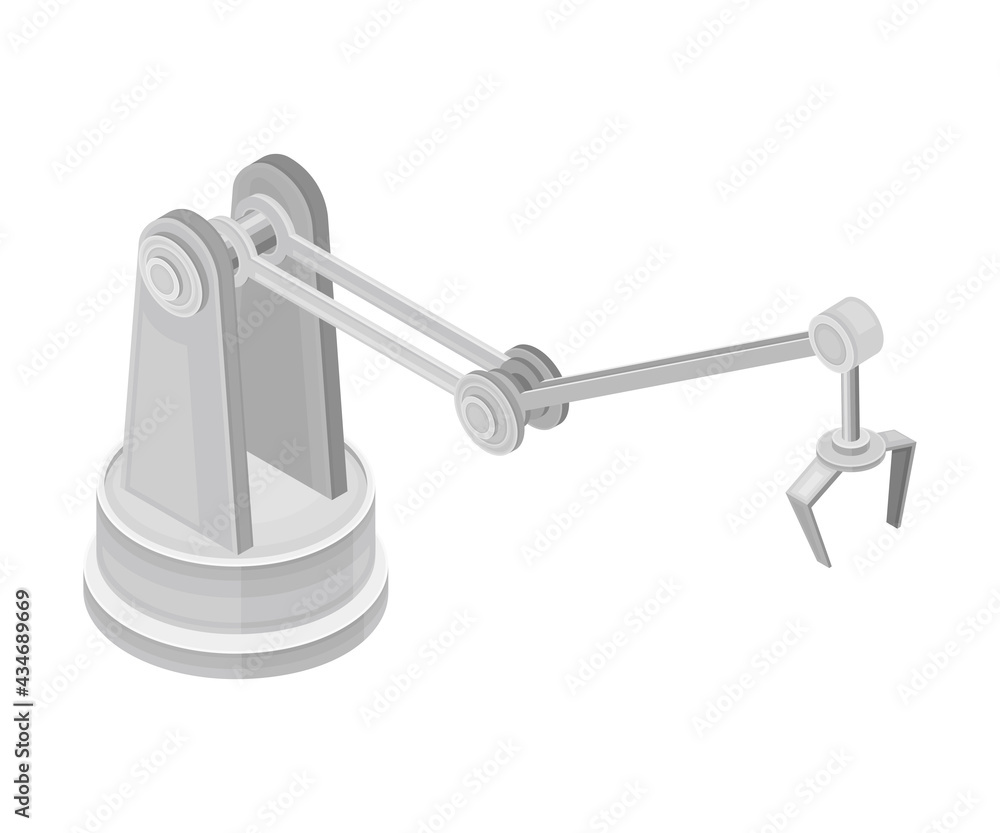 Obraz premium Robotic Arm as Robotic Technology and Electronic Equipment with Artificial Intelligence Isometric Vector Illustration