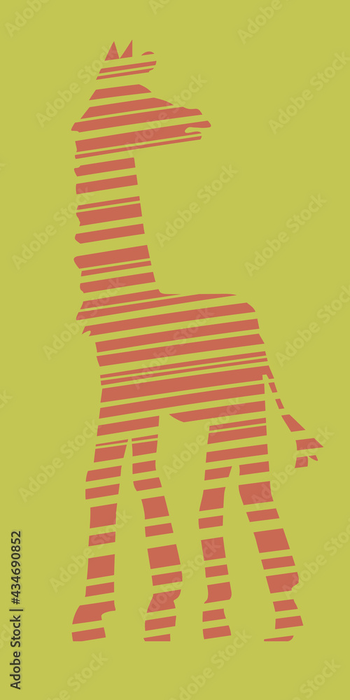 Stylized silhouette of a giraffe, side view. Stripes of different widths. The tallest animal. Vector graphic illustration Stylized silhouette of a giraffe, side view. Stripes of different widths. The tallest animal. Vector graphic illustration