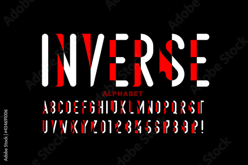 Tableau sur toile Inverse style font design, alphabet letters and numbers vector illustration