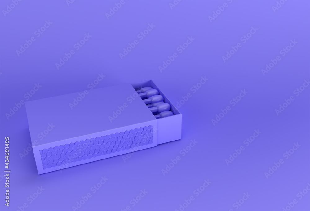 3D Render Opened Blank matchbox Mockup isolated on Color Background 3D Render Opened Blank matchbox Mockup isolated on Color Background