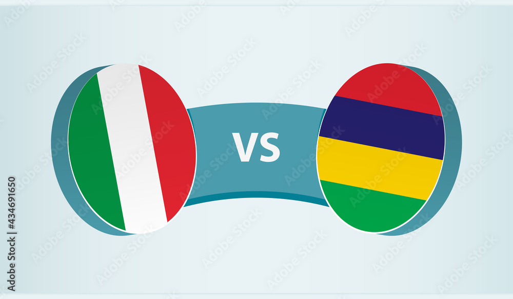 Italy versus Mauritius, team sports competition concept. Italy versus Mauritius, team sports competition concept.