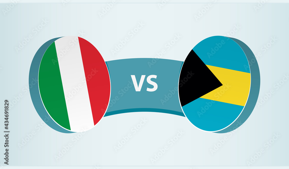 Italy versus The Bahamas, team sports competition concept. Italy versus The Bahamas, team sports competition concept.