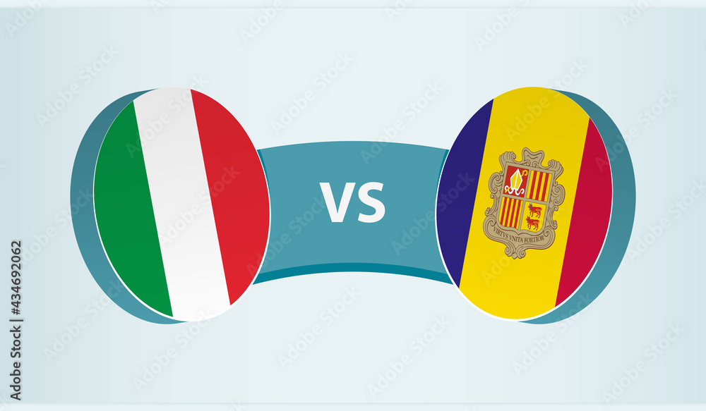 Italy versus Andorra, team sports competition concept. Italy versus Andorra, team sports competition concept.