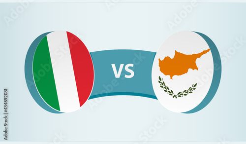 Italy versus Cyprus, team sports competition concept.