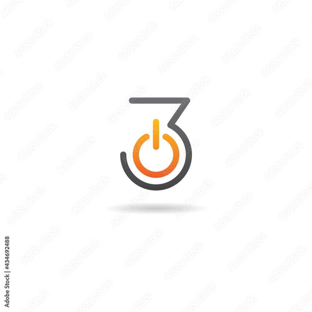 number 3 with power logo design icon inspiration number 3 with power logo design icon inspiration