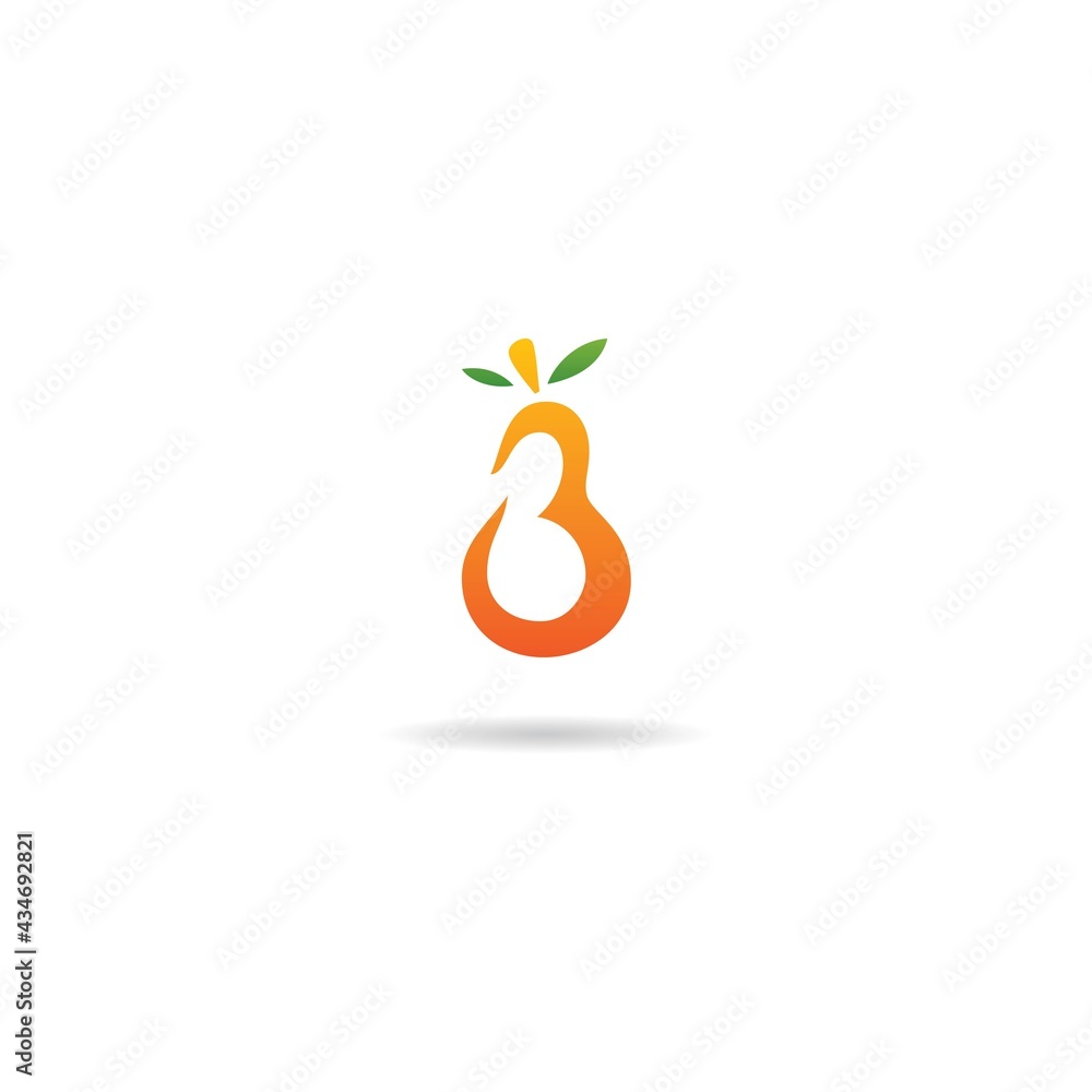 Naklejka premium number 3 with fruits logo design icon inspiration