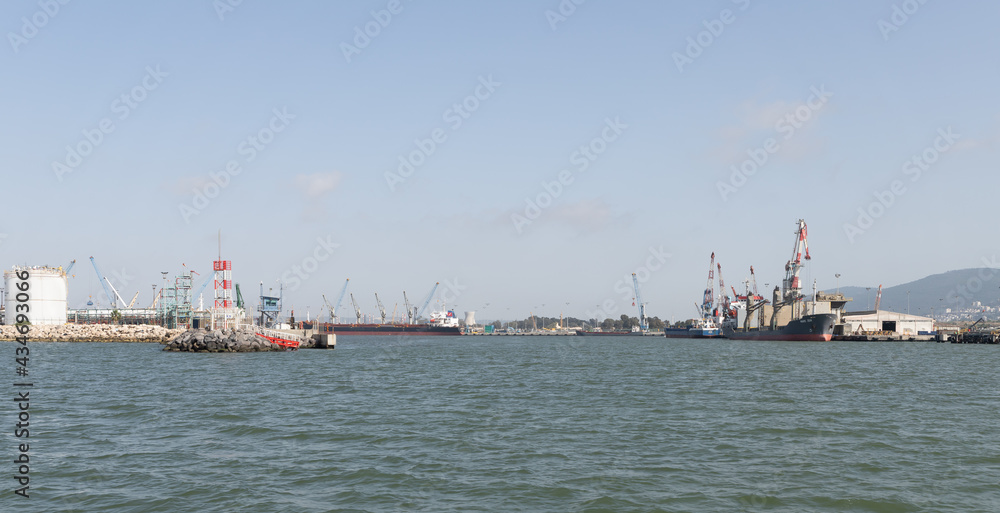 Haifa cargo port on the Mediterranean Sea in Israel Haifa cargo port on the Mediterranean Sea in Israel