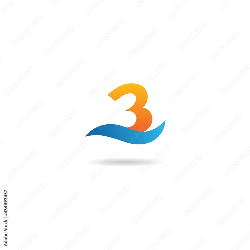 number 3 with wave logo design icon inspiration number 3 with wave logo design icon inspiration