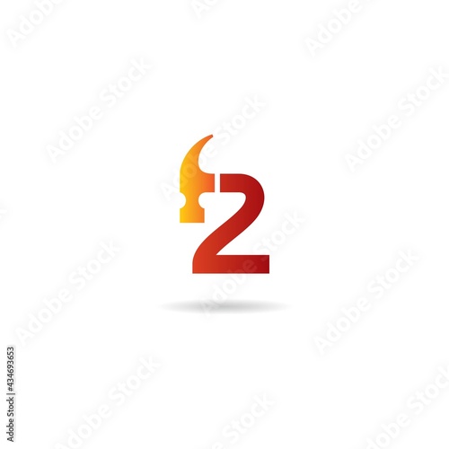number 2 with hummer logo design icon inspiration