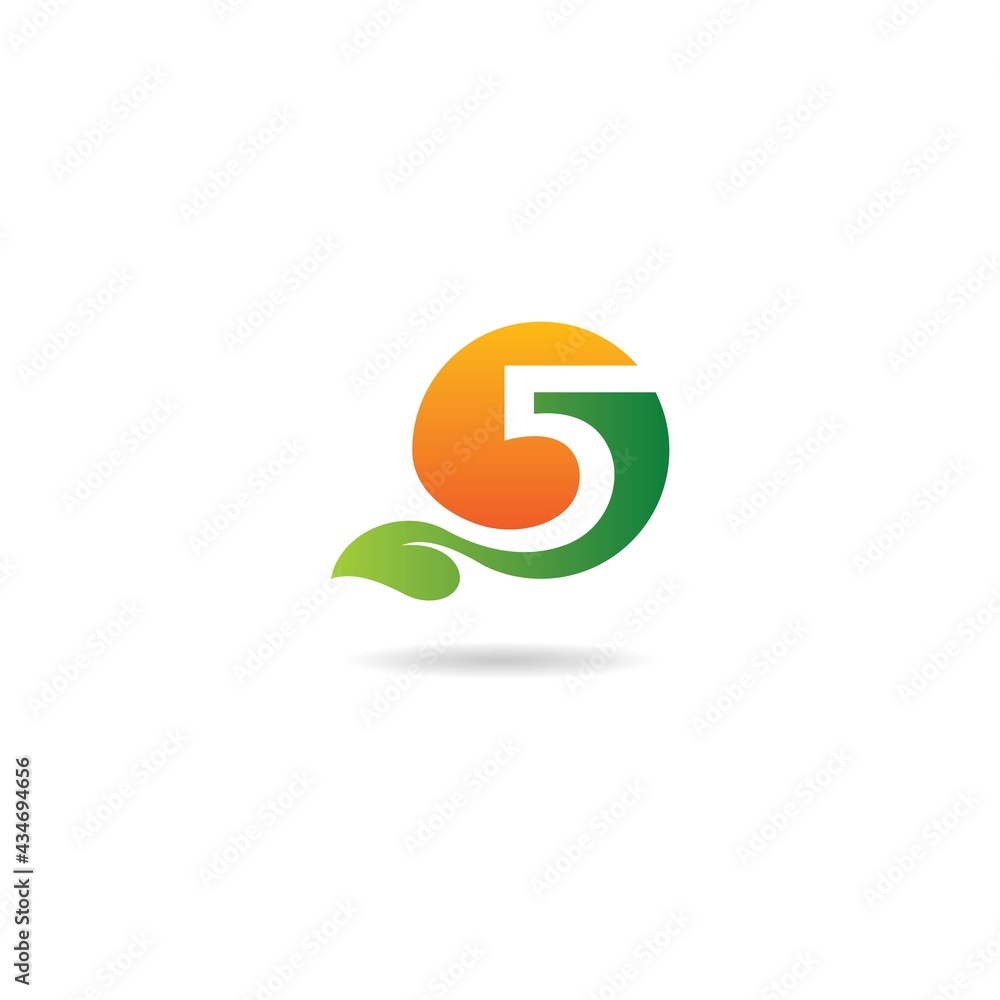 number 5 with leaf logo design icon inspiration number 5 with leaf logo design icon inspiration