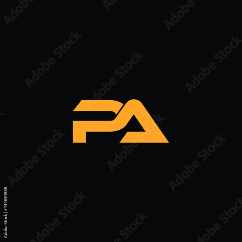 pa letter logo design with black background