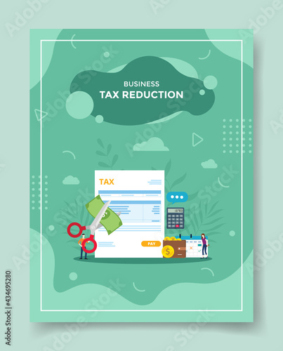 tax deduction or reduction for template of banners, flyer, books cover, magazine with liquid shape flat style vector