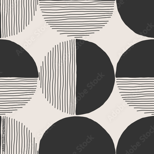 Trendy minimalist seamless pattern with abstract creative hand drawn composition